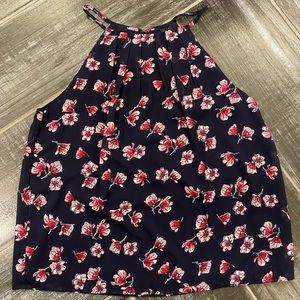 Navy with flower detail tank size M